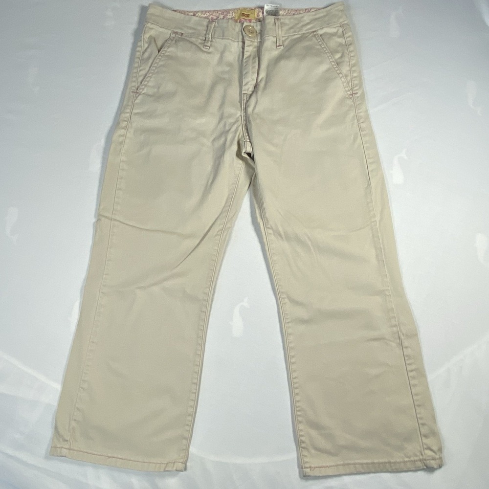 Vintage Levis Women's Tab Twills Cropped Khaki Tan Chino Pants Size 8